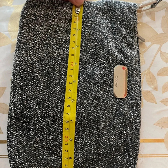 XOXO Gray Silver Bag Logo on Top Womens Zipper Lurex evening Bag - Picture 4 of 7